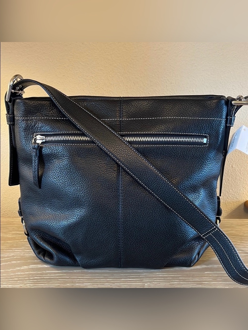 Coach Duffle Shoulder or Crossbody Bag in Pebble Grain Black Leather.
